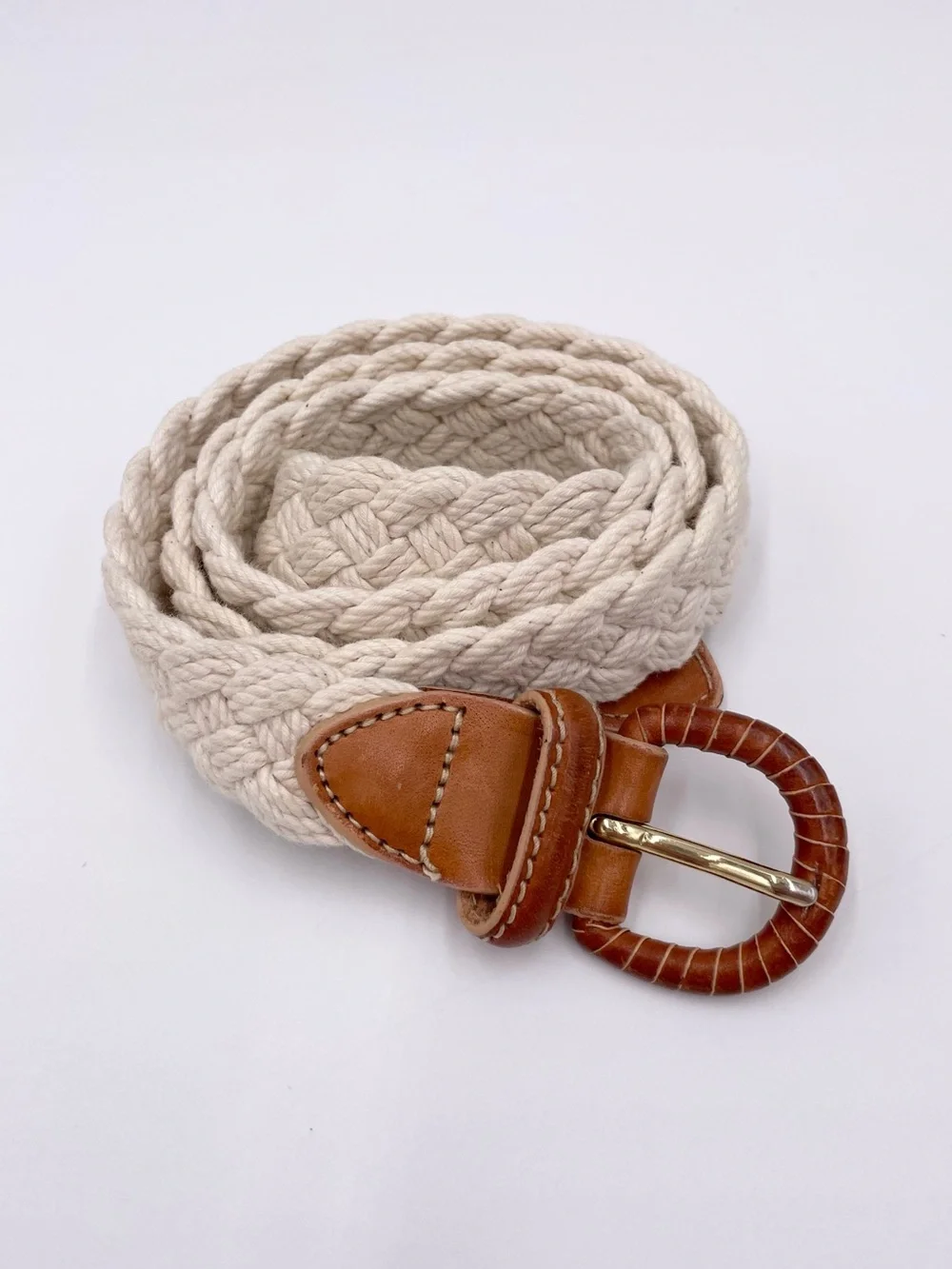 Vintage 90s Liz Claiborne White Woven Braided Belt 32.5